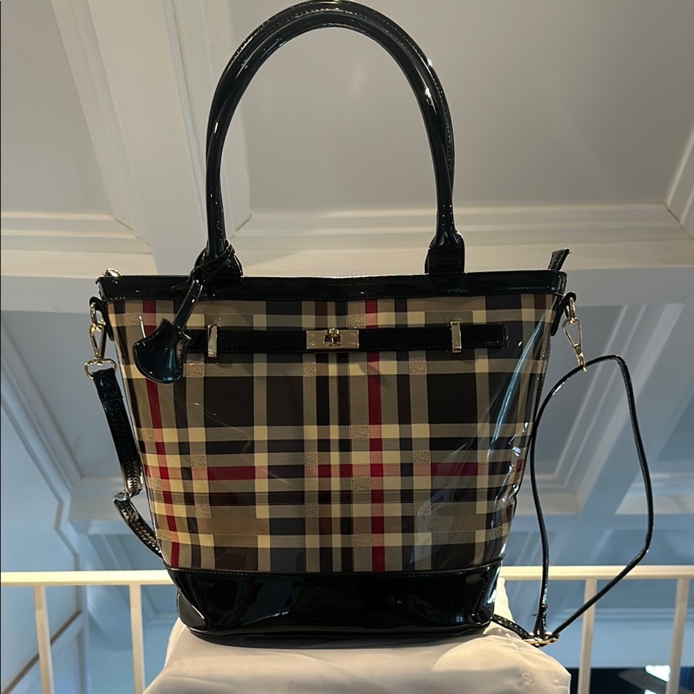 Stylish Black and Tan Plaid Women's Bag